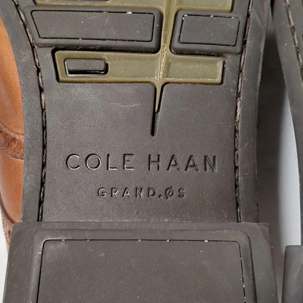 Cole Haan mens grand os wingtip oxford British tan C23795 , size 10M - Picture 8 of 10